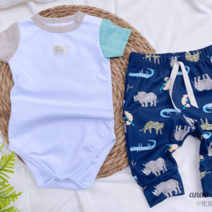 Set Safari - Body combinado Esmeralda + Chupin Panal Estampado