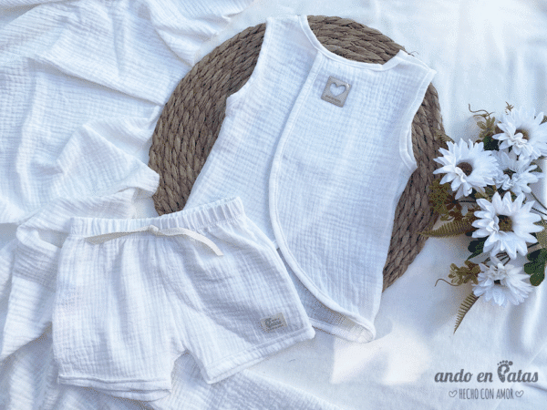 Short Baby Cotton Blanco - Imagen 2