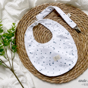Set Noche - Babero + portachupete - Talle 6M a 24M