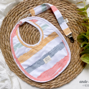 Set Raya Ancha - Babero + portachupete - Talle 6M a 24M