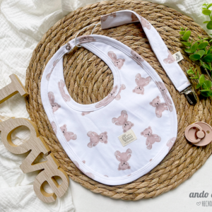 Set Teddy - Babero + portachupete - Talle 6M a 24M