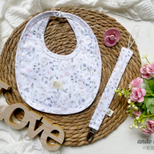 Set Magnolia - Babero + portachupete - Talle 6M a 24M