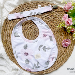 Set Rosetón - Babero + portachupete - Talle 6M a 24M