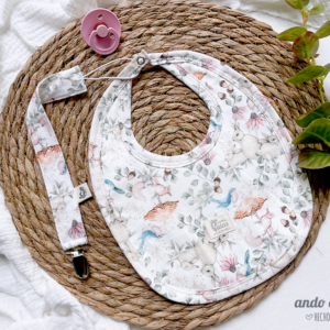 Set Alicia - Babero + portachupete - Talle 6M a 24M