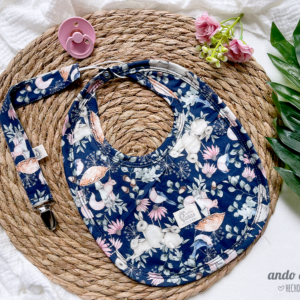 Set Alicia Azul - Babero + portachupete - Talle 6M a 24M