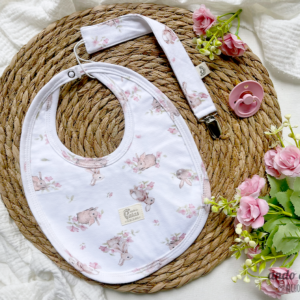 Set Rabbit - Babero + portachupete - Talle 6M a 24M