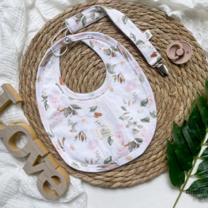 Set Magnolia Salmón - Babero + portachupete - Talle 6M a 24M