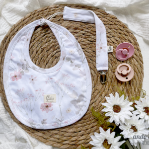 Set Amapola - Babero + portachupete - Talle 6M a 24M