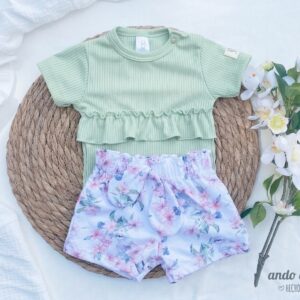 Set Pajarita - Body Volado Mint + Short Momi