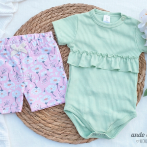 Set Amapola - Body Volado Manzana + Biker Alg/Lycra