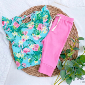 Set Flamenco - Remera Moa + Chupin Panal Chicle