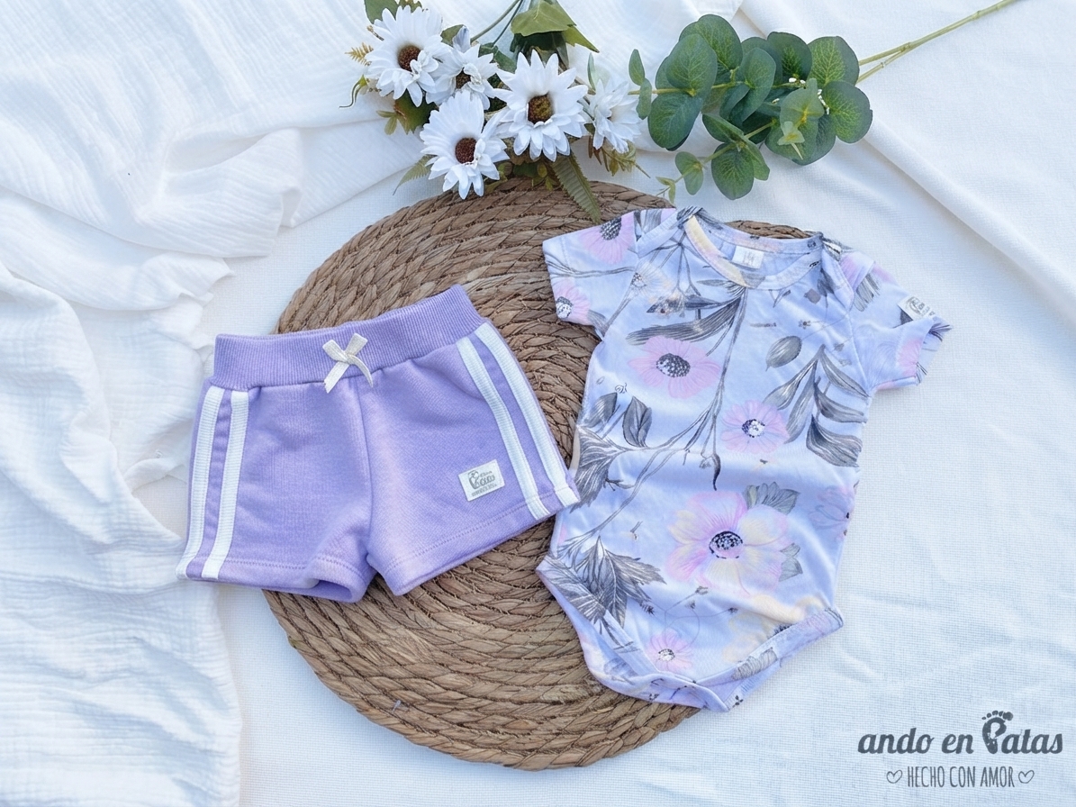 Set Azaleas - Body Americano + Short Sport Malva