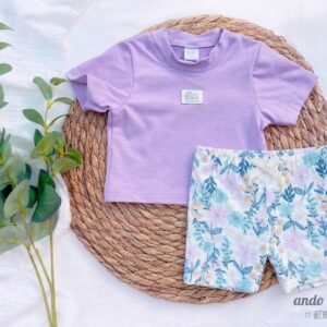 Set Lilas - Crop Orquidea + Biker Alg/Lycra