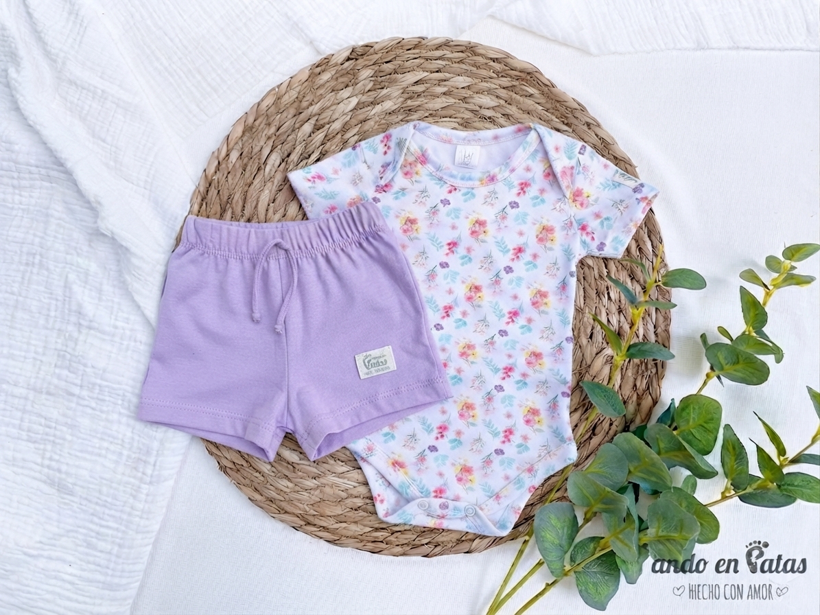 Set Florencia - Body Americano + Short Classic Orquídea